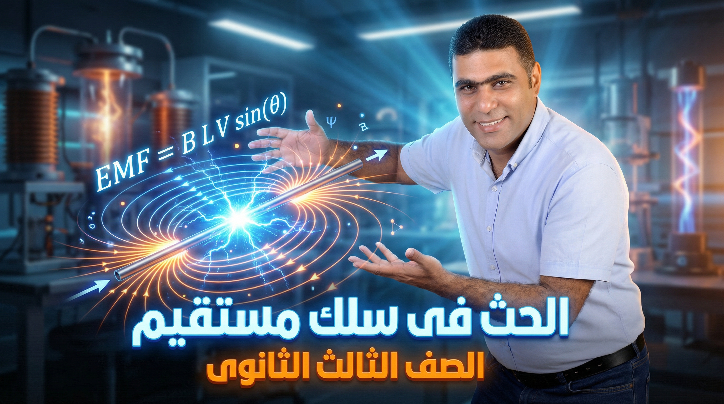 شرح الحث الكهرومغناطيسي فى السلك المستقيم